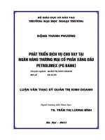 Luận văn:  Dịch vụ cho vay tại ngân hàng thương mại cổ phần xăng dầu petrolimex (pg bank)