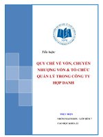 QUY CHẾ VỀ VỐN, CHUYỂN  NHƯỢNG VỐN & TỔ CHỨC  QUẢN LÝ TRONG CÔNG TY  HỢP DANH