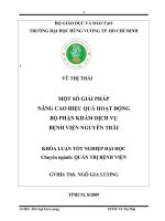 MỘT SỐ GIẢI PHÁP NÂNG CAO HIỆU QUẢ HOẠT ĐỘNG BỘ PHẬN KHÁM DỊCH VỤ BỆNH VIỆN NGUYỄN TRÃI