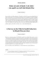 Tạp chí y tê công cộng khảo sát một số hành vi sức khỏe của NCT tỉnh khánh hòa