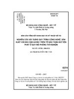 Nghiên cứu xây dựng quy trình công nghệ sản xuất vắcxin cúm a h5n1 trên tế bào thận khỉ tiên phát ở quy mô phòng thí nghiệm