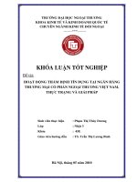khóa luận tốt nghiệp hoạt động thẩm định tín dụng tại ngân hàng thương mại cổ phần ngoại thương việt nam, thực trạng và giải pháp