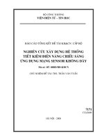 Nghiên cứu xây dựng hệ thống tiết kiệm điện năng chiếu sáng ứng dụng mạng sensor không dây