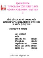 ĐỀ TÀI TIỂU LUẬN MÔN HÓA SINH THỰC PHẨM: SỰ TỔNG HỢP VÀ PHÂN GIẢI GLUCID TRONG CƠ THỂ NGƯỜI VÀ NGUYÊN LIỆU THỰC PHẨM