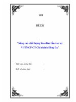 Nâng cao chất lượng bảo đảm tiền vay tại NHTMCP CT Chi nhánh Đống Đa