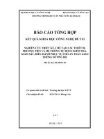 Nghiên cứu thiết kế, chế tạo các thiết bị, phương tiện và hệ thống tự động kiểm tra, giám sát, điều hành phục vụ cho an toàn giao thông đường bộ quyển 2