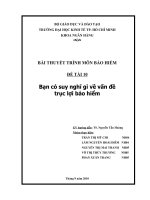 bạn có suy nghĩ gì về vấn đề trục lợi bảo hiểm