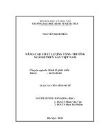 Luận án Tiến sĩ Kinh tế: Nâng cao chất lượng tăng trưởng ngành Thủy sản Việt Nam