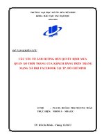 các yếu tố ảnh hưởng đến quyết định mua hàng trên trang mạng xã hội facebook thành phố hồ chí minh