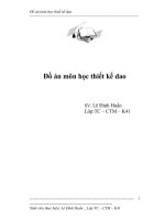 Đồ án môn học thiết kế dao - SV Lê Đình Huấn