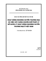Hoạt động nhường quyền thương mại và việc xây dựng khuôn khổ pháp lý để quản lý hoạt động nhượng quyền thương mại tại việt nam