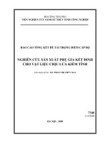 Nghiên cứu sản xuất phụ gia kết dính cho vật liệu chịu lửa kiềm tính