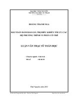 Bài toán đảm bảo giá trị điều khiển tối ưu các hệ phương trình vi phân có trễ