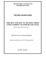 Thu hút vốn đầu tư để phát triển công nghiệp tại tỉnh Quảng Ngãi (Tóm tắt LVTS)