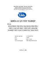 Khóa luận tốt nghiệp: Đàm phán thương mại bằng phương thức gặp gỡ trực tiếp doanh nghiệp Việt Nam và đối tác Nhật Bản