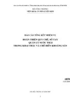 Hoàn thiện quy chế, sổ tay quản lý nước thải trong khai thác và chế biến khoáng sản