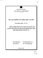 Hoàn thiện pháp luật bảo vệ quyền lợi người tiêu dùng ở việt nam trong bối cảnh hội nhập kinh tế quốc tế