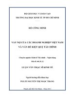 Luận văn thạc sỹ Vay nợ của các doanh nghiệp Việt nam và vấn đề kiệt quệ tài chính