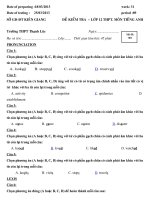Đề và đáp án kiểm tra lần 2 học kỳ II Sở Kiên Giang lớp 12 tuần 31.