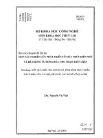 Hợp tác nghiên cứu phát triển tổ máy thủy điện nhỏ và hệ thống tự động hoá cho trạm thủy điện kết quả điều tra đánh giá tình hình phát triển thủy điện vừa và nhỏ, đề xuất các sơ đồ công nghệ
