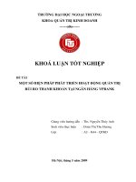 Một số biện pháp phát triển hoạt động quản trị rủi ro thanh khoản tại ngân hàng VP bank