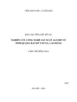Nghiên cứu công nghệ sản xuất alumin từ tinh quặng bauxit Táp Ná, Cao Bằng