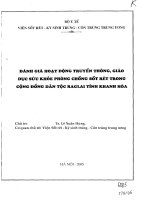 Đánh giá hoạt động truyền thông, giáo dục sức khoẻ phòng chống sốt rét trong cộng đồng dân tộc raglai tỉnh khánh hoà