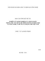 Nghiên cứu kinh nghiệm của trung quốc trong việc xây dựng hệ thống đánh giá khoa học và công nghệ và đề xuất áp dụng cho việt nam