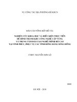 nghiên cứu khoa học và điều kiện thực tiễn để hình thành khu công nghệ cấp vùng và trung tâm đào tạo nghề trình độ cao tại vình phúc, phục vụ các tỉnh đồng bằng sông hồng