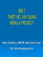 Bài 7: Tin Quản lý Visual Foxpro - Thiết kế xây dựng Menu và Project