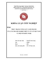 Thực trạng năng lực cạnh tranh của các doanh nghiệp nhỏ và vừa ở việt nam và một số kiến nghị
