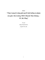 thực trạng kỹ năng giải quyết tình huống sư phạm của giáo viên trường thcs huỳnh thúc kháng – tp. đà nẵng