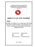 Tìm hiểu tác động của văn hoá đến việc kinh doanh của một số công ty xuyên quốc gia (TNCs) và bài học kinh nghiệm cho doanh nghiệp Việt Nam
