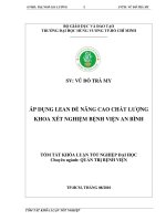 ÁP DỤNG LEAN ĐỂ NÂNG CAO CHẤT LƯỢNG KHOA XÉT NGHIỆM BỆNH VIỆN AN BÌNH