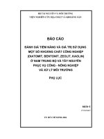 đánh giá tiềm năng và giá trị sử dụng một số khoáng chất công nghiệp ( diatomit, bentomit, zeolit, kaolin ) ở nam trung bộ và tây nguyên phục vụ công nông nghiệp và xử lý môi trường - phụ lục