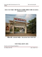 Báo cáo thực tập Y sĩ tại Khoa Dược Bệnh viện Đa khoa tỉnh Kon Tum