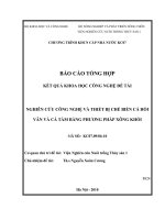 Nghiên cứu công nghệ, thiết bị chế biến cá hồi vân và cá tầm bằng phương pháp xông khói