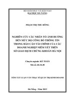 Các nhân tố ảnh hưởng  đến mức độ công bố thông tin