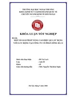 Khóa luận tốt nghiệp: Một số giải pháp nâng cao hiệu quả sử dụng vốn lưu động tại công ty cổ phần Sông Đà 11