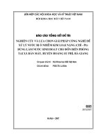 Nghiên cứu và  lựa chọn giải pháp công nghệ để xử lý nước bị ô nhiễm kim loại nặng ( chì pb ) dùng làm nước sinh hoạt cho đồn biên phòng tại xã bản may, huyện hoàng su phì, tỉnh hà giang
