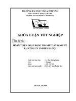 khóa luận tốt nghiệp hoàn thiện hoạt động thanh toán quốc tế tại công ty unimex hà nội