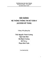 Bài giảng hệ thống thông tin kế toán 4 (access kế toán)