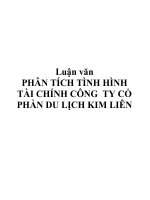 Luận văn PHÂN TÍCH TÌNH HÌNH tài CHÍNH CÔNG TY cổ PHẦN DU LỊCH KIM LIÊN