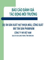 BÁO CÁO ĐÁNH GIÁ TÁC ĐỘNG MÔI TRƯỜNG DỰ ÁN SẢN XUẤT HẠT NHỰA MÀU CÔNG SUẤT 900 TẤN SẢN PHẨM/NĂM