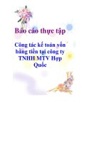 Báo cáo thực tập công tác kế toán vay vốn bằng tiền tại công ty TNHH MTV hợp quốc