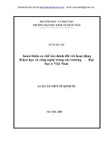 luận văn hoàn thiện cơ chế tài chính đối với hoạt động các trường đại học