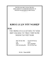 Khóa luận tốt nghiệp: Tác động của luật đầu tư năm 2005 vào đầu tư trực tiếp nước ngoài tại Việt Nam