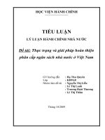 thực trạng và giải pháp hoàn thiện phân cấp ngân sách nhà nước ở việt nam