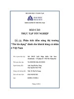 Đề tài phân tích tiềm năng thị trường “thẻ tín dụng” dành cho khách hàng cá nhân ở việt nam