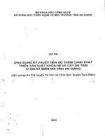 ỨNG DỤNG TIẾN BỘ KỸ THUẬT THÂM CANH PHÁT TRIỂN SẢN XUẤT KHOAI MỲ VÀ CÂY ĂN TRÁI Ở HAI XÃ MIỀN NÚI AN GIANG